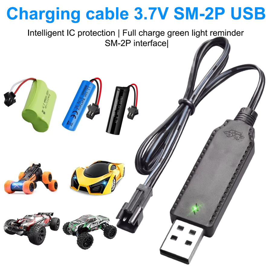 FONKEN USB-Ladekabel für 3,7V Lithium-Akkus mit SM-2P Anschluss in Schwarz - Bild 3
