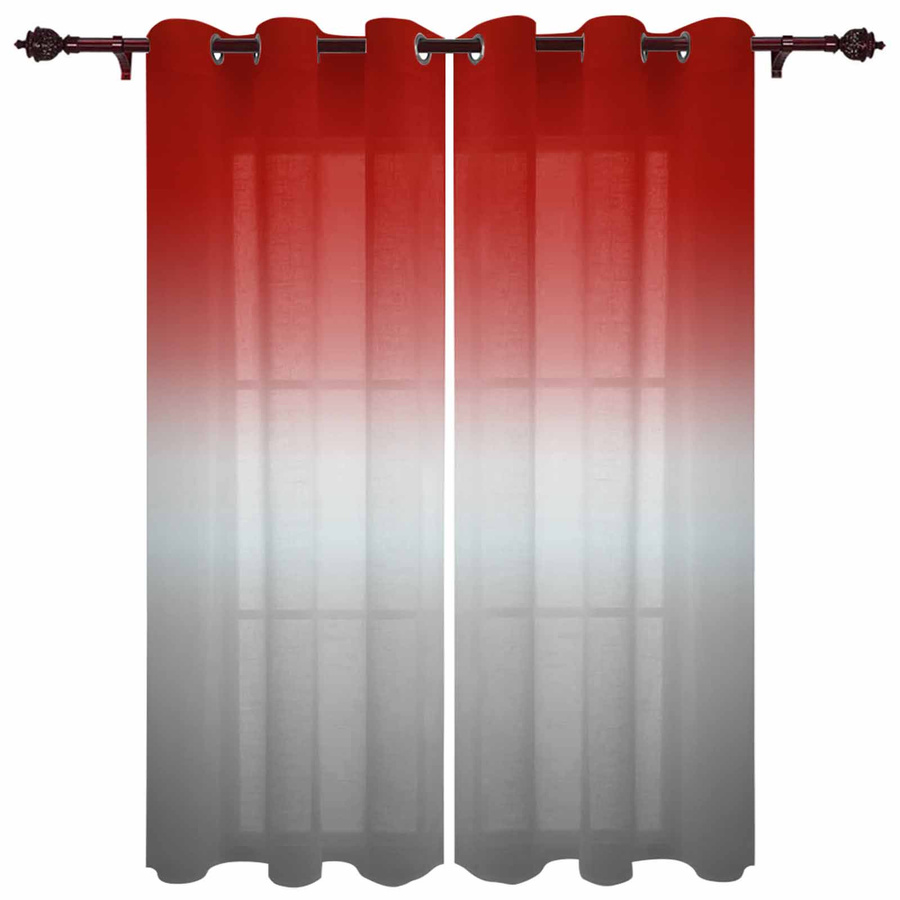 Abstrakte Vorhänge in Rot und Grau mit Farbverlauf von Household supplies MH, semi-transparent, moderner Stil, Breite: 135 cm, Höhe: 60 cm - Bild 1