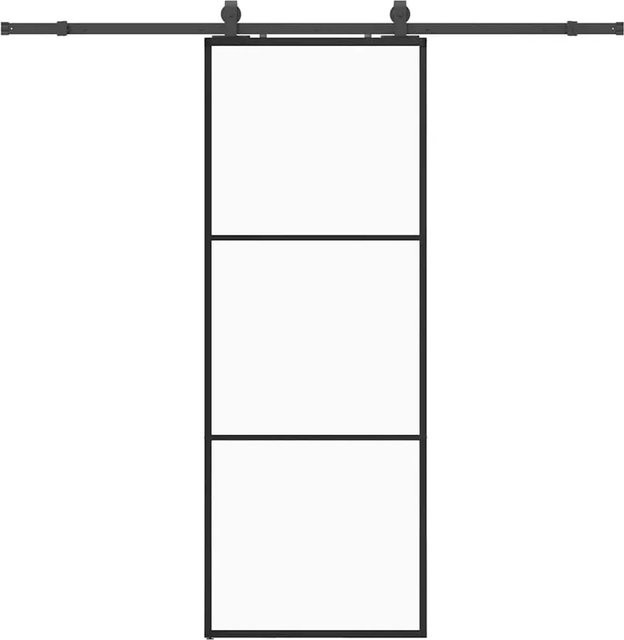 vidaXL Schiebetür aus ESG-Glas in Schwarz mit Beschlag, modern, B/H: 76 x 205 cm - Bild 1