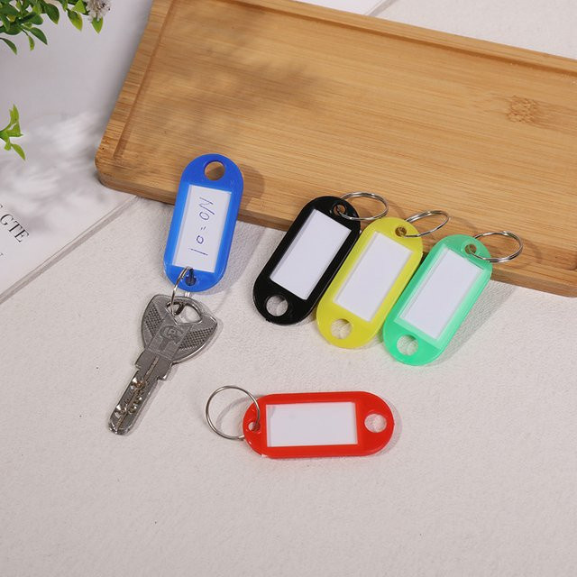50 Stück farbige Kunststoff-Schlüsselanhänger mit Kartenetikett für DIY-Projekte und zur Kennzeichnung - Bild 1