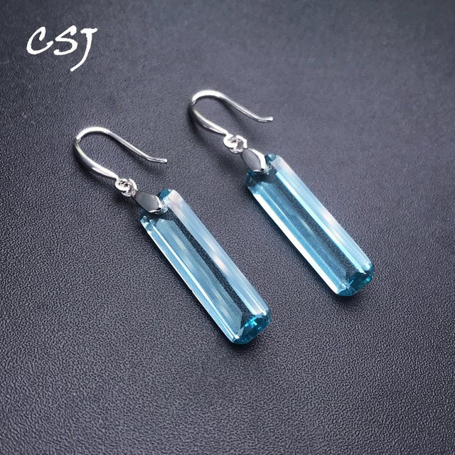 Csj Ohrring, Sterling Silber, Aquamarin, Topas, Quarz, Damen - Bild 1