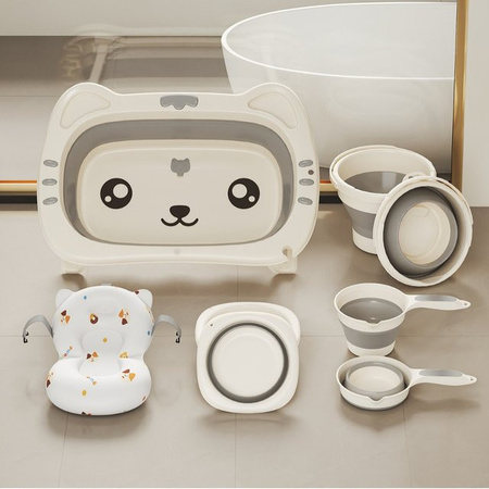 5-teiliges Set faltbare Baby-Badewanne aus PP-Material mit Temperatursensor für Säuglinge von 0-3 Jahren