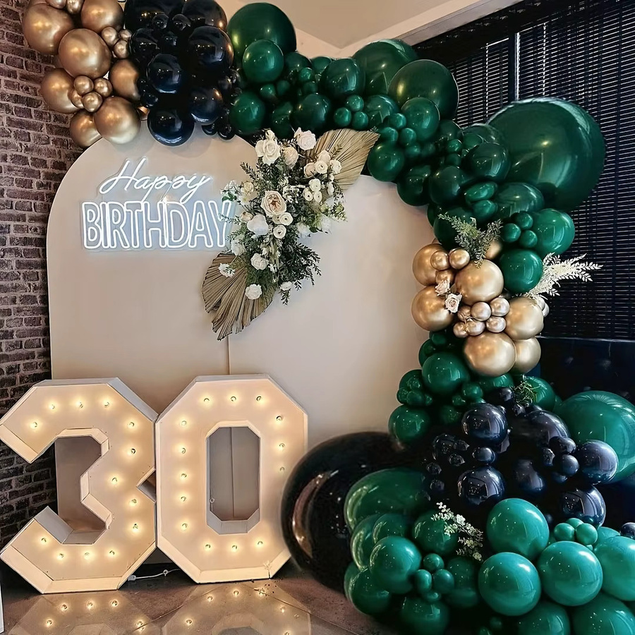 XHLFCJ Ballongirlande Set mit 116 Stück in Schwarz, Grün und Metallic Gold für Geburtstag, Hochzeit oder Jungle-Safari-Party - Bild 4