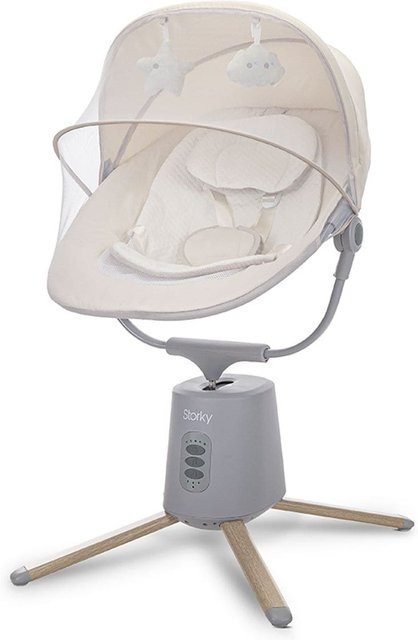 Lorelli Babywippe Storky mit Musik, Bluetooth, Fernbedienung, Plüschtier und Timer in Beige - Bild 1