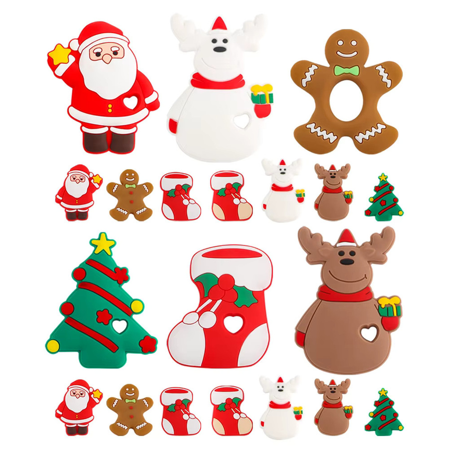 Silikonperlen Weihnachtsserie, DIY Schnullerkette, 2/5 Stück - Bild 2