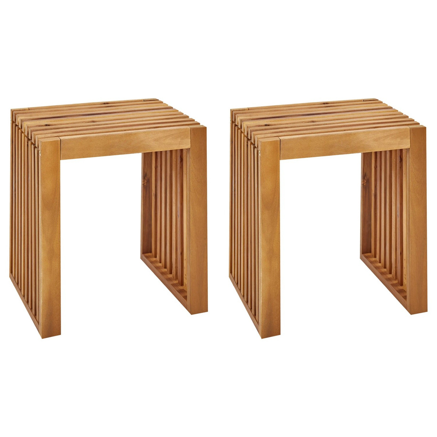 Beliani Gartenstuhl aus Akazienholz in Braun, B/T/H: 35 x 45 x 43 cm - Bild 2