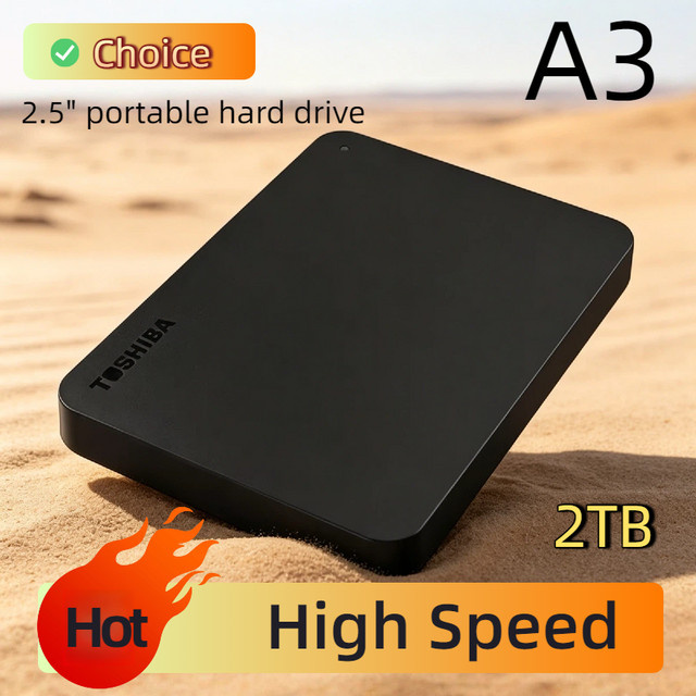 Toshiba A3 Externe Festplatte 2,5 Zoll HDD mit USB 3.0 und USB-A, Schwarz, 500 GB - Bild 1