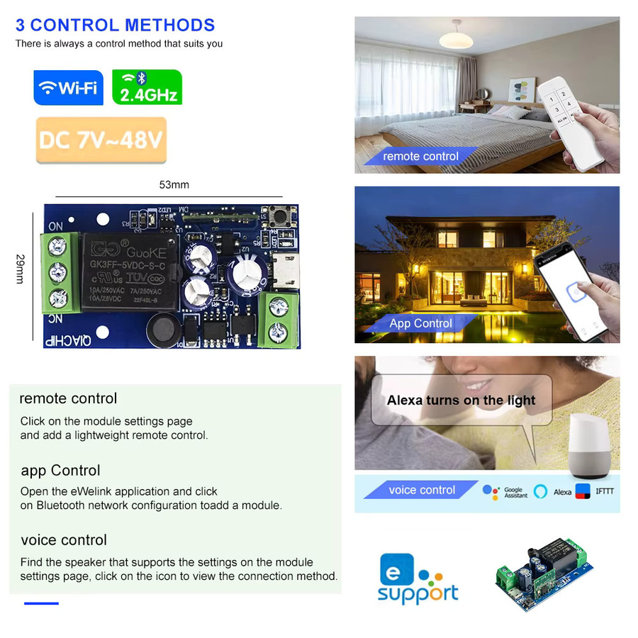EWelink Smart WiFi Relais Smart Switch mit Sprachsteuerung für Alexa und Google Home, Blau, 1 Weg Drahtlose Fernbedienung - Bild 2