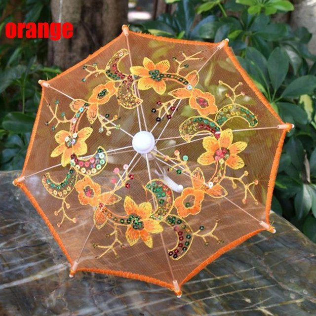 Yuanning Puppenzubehör, Sonnenschirm, orange, gestickt - Bild 1