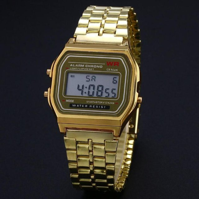 suisfengx7 Digitaluhr Edelstahl, Gold, Alarm, Stoppuhr, Unisex - Bild 1