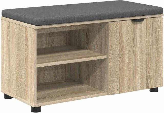 vidaXL Flurbank mit Kissen und Schuhregal in Sonoma-Eiche, B/T/H: 80 x 38 x 46 cm - Bild 1