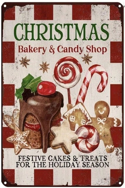 CIFBUY Metall-Blechschild Weihnachtsbäckerei Retro-Wandkunst für die Küche in Mehrfarben - Bild 1