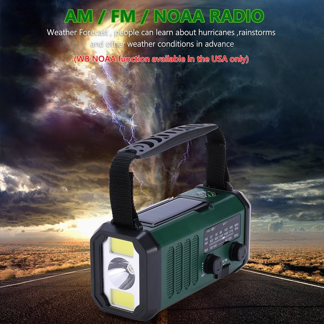 Shunmaii LED-Notfallradio in Grün mit AM/FM/WB, 10000mAh Akku, Taschenlampe, Leselampe, Handkurbel und USB-C-Ladung sowie SOS-Alarm - Bild 1