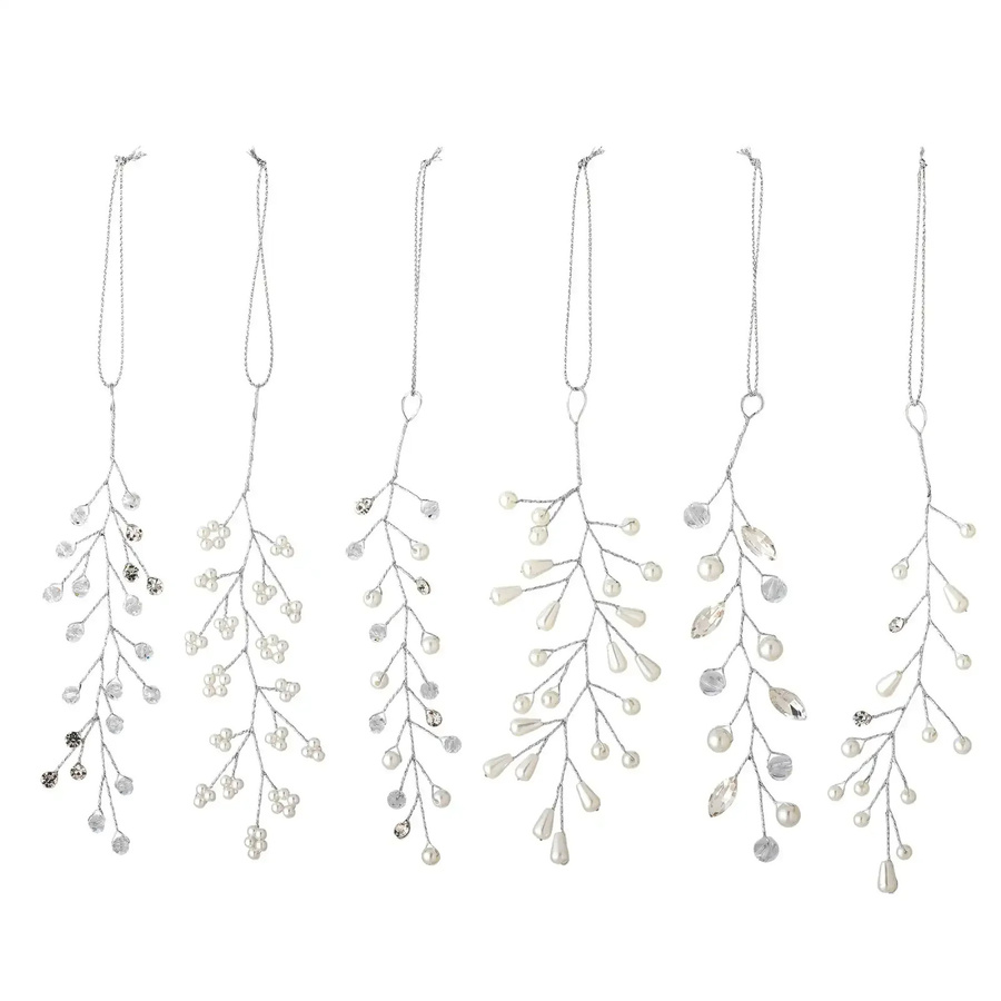 Bloomingville Weihnachtsanhänger Ikata in Transparent und Silber, 6 Stück - Bild 1