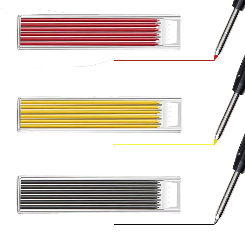 MROOFUL Zimmermannsbleistift Set mit Stiftabdeckung, 2B Langkopf-Markierungsstift aus Massivholz, 5 Farben (Schwarz, Gelb, Rot, Multicolour) - Bild 2