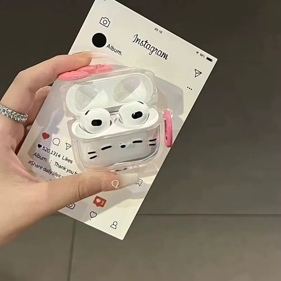 Anti-Fall Sleepy Cat Kopfhörerhülle für Apple AirPods 1, 2, 3, 4 und Pro/Pro 2, transparent, staubdicht und stoßfest mit Schlüsselring - Bild 2