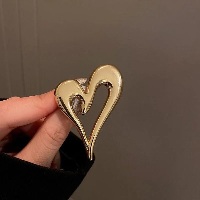 Brosche herzförmig, gold, Unisex - Bild 1