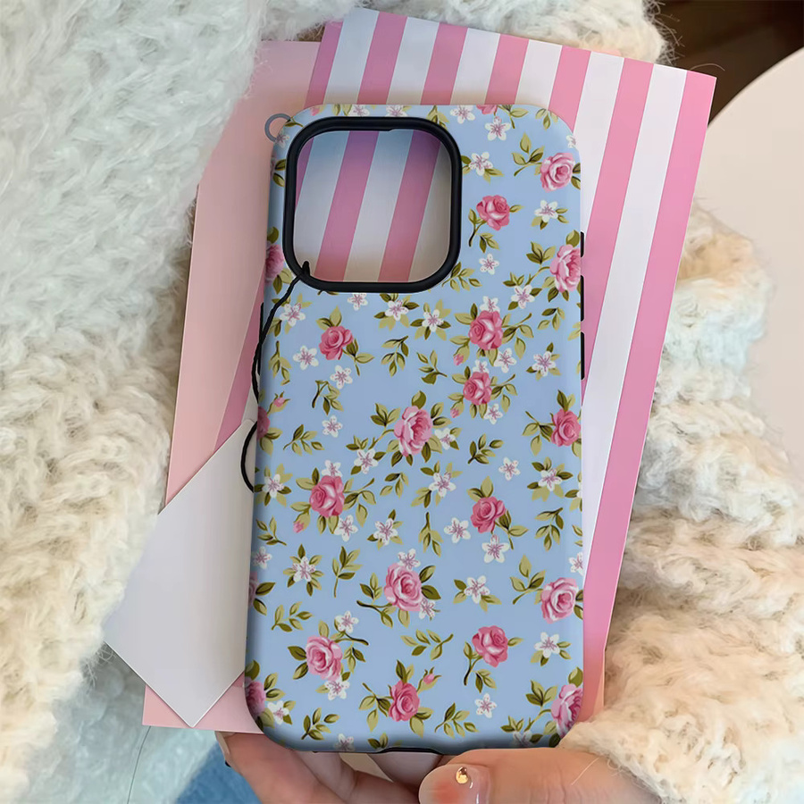 Vintage Floral Ditsy Handyhülle für iPhone 17 16 15 14 13 12 11 Pro Max Plus mit doppelschichtiger Rückseite in Multicolour - Bild 3