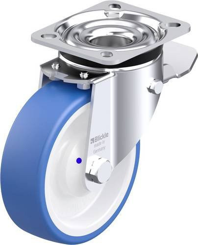 Blickle Stahlblech-Lenkrolle LK-POTHS 125XKA-1-ST in Blau mit 125 mm Rad-Durchmesser und 275 kg Tragfähigkeit - Bild 1