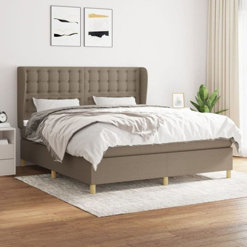 vidaxl Boxspringbett mit Matratze in Taupe meliert, Stoff, B/T/H: 160 x 200 x 118 cm - Bild 1