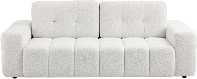 Vente-unique Sofa Sopelana in Weiß mit Bouclé-Stoff, Breite: 220 cm - Bild 1
