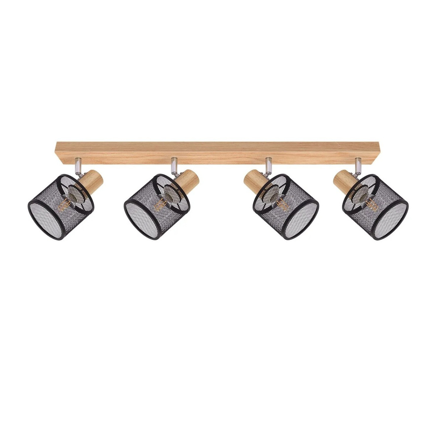 NETTLIFE Deckenstrahler im Industrial Design aus Holz und Metall, Schwarz, 4x E14 - Bild 2