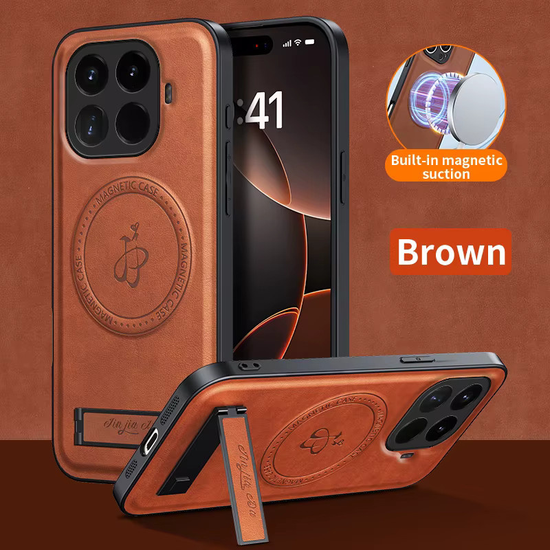 Magnetische Lederhülle für Xiaomi Mi 17T Pro mit Ständer und MagSafe Wireless Charging, Schwarz - Bild 2