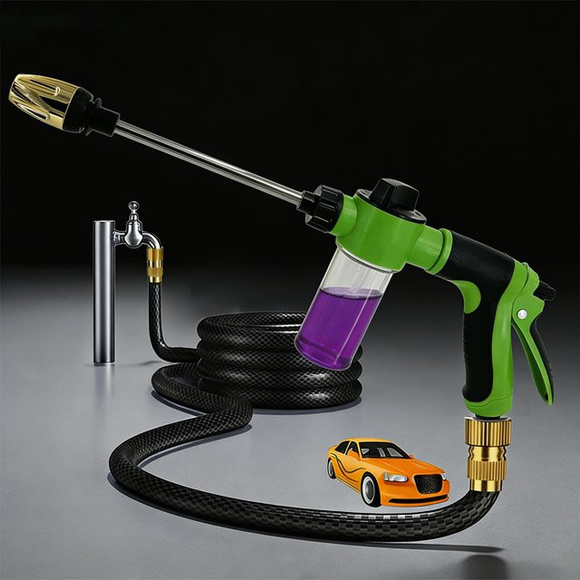 FLOWERS SPRAL Hochdruck-Wasserpistole mit verstellbarem Langstab in Grün für Autowäsche und Gartenbewässerung - Bild 1