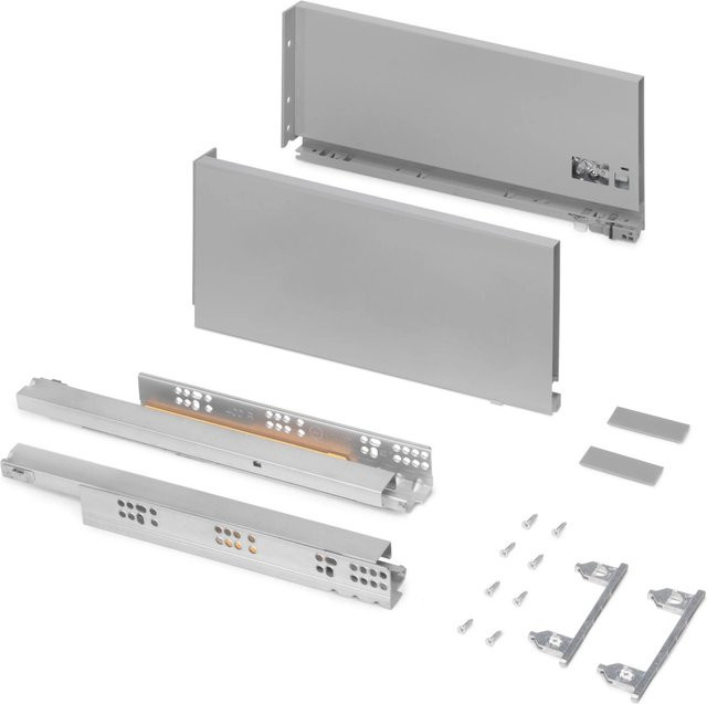 Emuca Aussenschublade Vertex aus Stahl in Grau matt, Höhe: 17,8 cm, Tiefe: 43 cm, Belastbarkeit: 40 kg - Bild 1