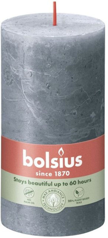 Bolsius Rustik Stumpenkerze aus Wachs in Schieferblau, Durchmesser: 6,8 cm, Höhe: 13 cm - Bild 1