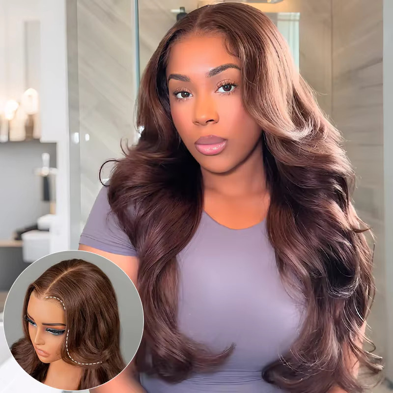 ISEE Hair Body Wave Perücke, schokoladenbraun, 100 % Echthaar - Bild 3