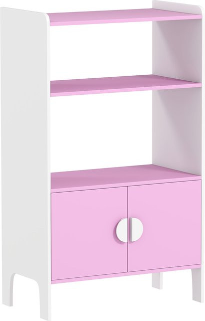 AIYAPLAY Kinderregal mit 2 offenen Ablagen und 2 Schränken, Spielzeugregal für das Kinderzimmer in Rosa, B/T/H: 60 x 35 x 100 cm - Bild 1
