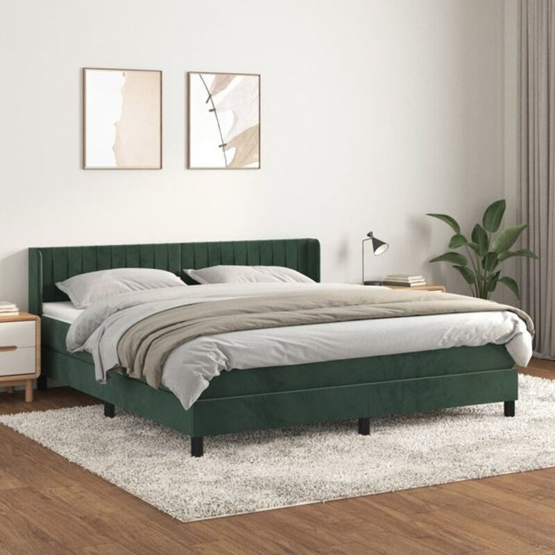 Vidaxl Boxspringbett mit Matratze aus Samt in Grün, B/T/H: 160 x 200 x 88 cm - Bild 1