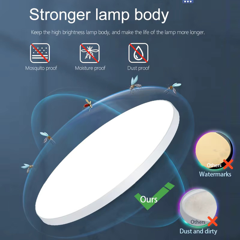 MARPOU Intelligente LED Deckenleuchte in Weiß, 80 W, dimmbar mit App- und Fernbedienung, moderne runde Deckenlampe für Wohnzimmer und Badezimmer - Bild 4