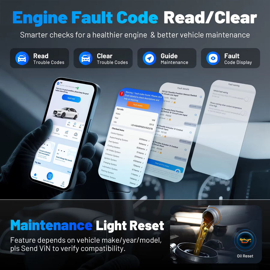 XTOOL Advancer AD20 Pro Bluetooth OBD2-Scanner Diagnosegerät in Schwarz mit System-Scan, Motorprüfung und Öl-Reset - Bild 2
