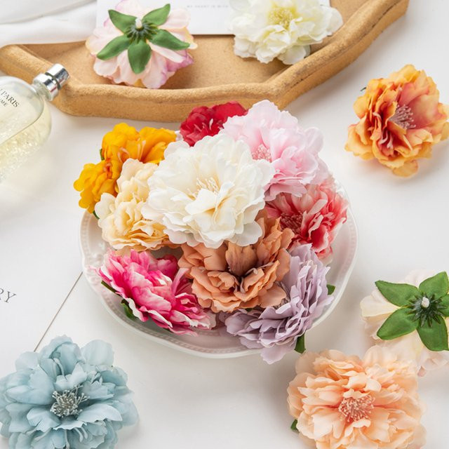 10 Stück Künstliche Pfingstrosen-Seidenblütenköpfe in Mehrfarbig für Scrapbooking, DIY-Geschenke und Dekoration - Bild 1