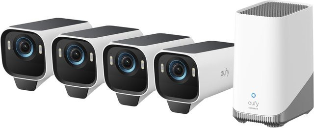 eufyCam S3 Pro 4 Kamera-Set, 4K kabellose Solar-Außenüberwachungskameras in Weiß mit MaxColor Nachtsicht, Forever Power 2.0, Gesichtserkennung KI und erweiterbarem lokalem Speicher - Bild 1