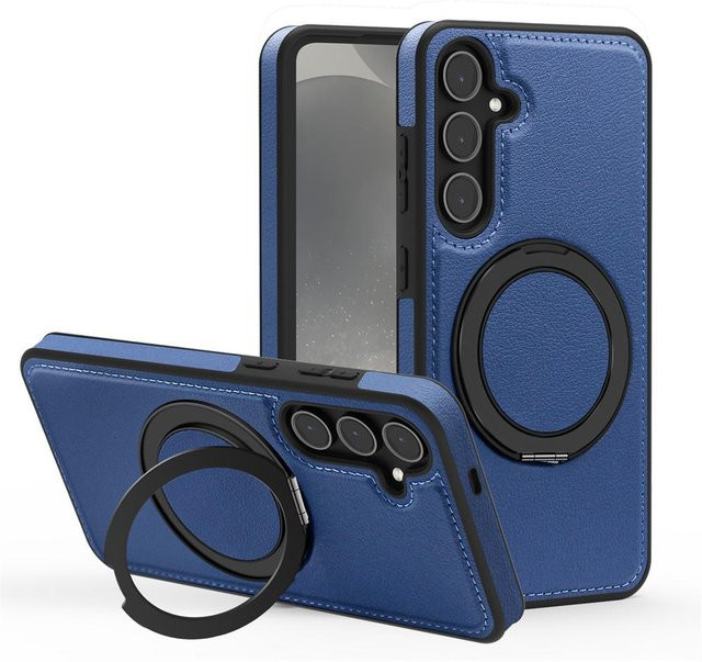 Magnetische Leder-Handyhülle mit drehbarem Ständer für Samsung Galaxy S26 S25 S24 S23 S22 Ultra FE Plus in Blau - Bild 1