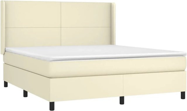 vidaXL Boxspringbett mit Matratze in Beige, Hybrid-Design mit Taschenfederkern und Kunstleder, B/T: 180 x 200 cm - Bild 1