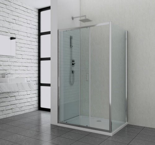 Sanotechnik Eckdusche Elite in Silber mit Easy Clean Beschichtung, B/T/H: 122 x 118 x 195 cm - Bild 1