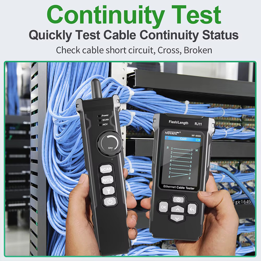NOYAFA NF 8506 Multifunktions-Ethernet-Kabeltester in Schwarz mit IP-Scan, Ping, PoE-Test und RJ45/RJ11 Netzwerkkabel-Tracker - Bild 2