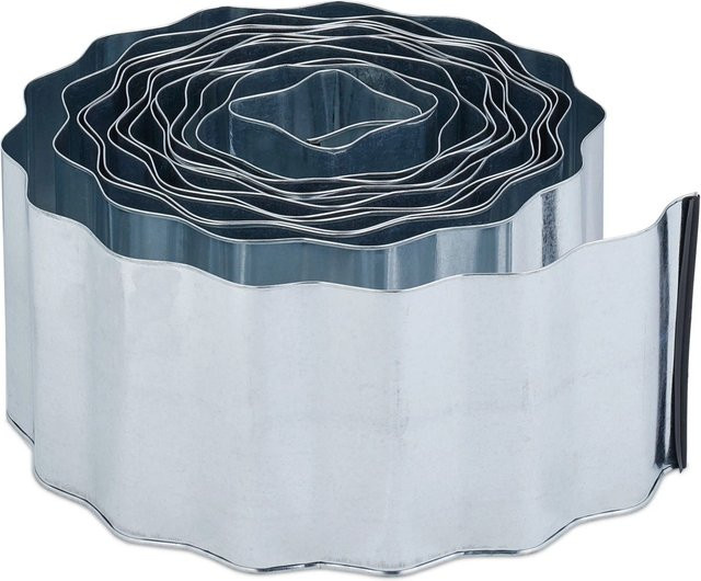 Relaxdays Rasenkante aus Eisen in Silber, flexibel für Garten, Blumenbeete und Wege, Höhe: 16 cm, Länge: 8 m - Bild 1
