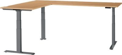 Schäfer Shop Genius Winkelschreibtisch Modena Flex, elektrisch höhenverstellbar, Buche/anthrazit, B: 200 cm, T: 240 cm - Bild 1