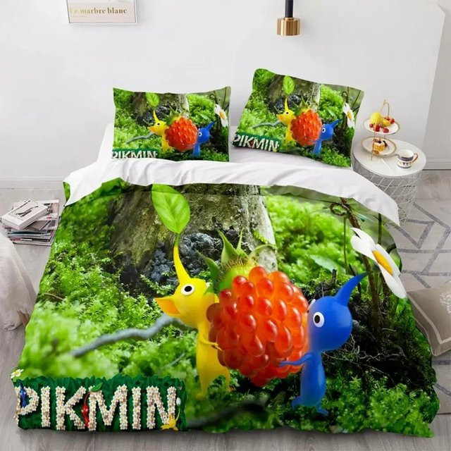 Pikmin Bettwäsche-Set mit 3D-Design aus Mikrofaser, Mehrfarbig, B/H: 135 x 200 cm - Bild 1