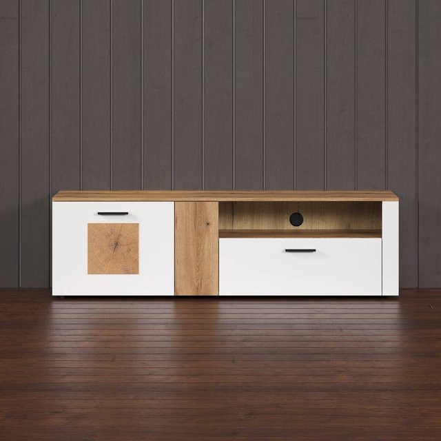 Lowboard Vitoria von Evoke Coast in Weiß und Eiche Nachbildung, B/H/T: 170 x 50 x 42 cm - Bild 1