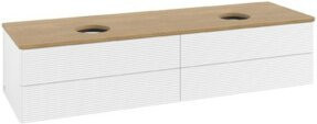 V&B Waschtischunterschrank Antao mit Frontstruktur in Eiche Honig und Weiß lackiert, B: 160 cm, T: 50 cm - Bild 1