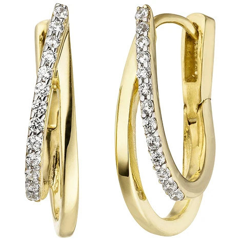 Colfem Creolen 375 Gelbgold, bicolor, 26 Zirkonia, Unisex - Bild 1