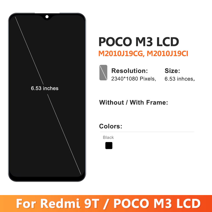 Xiaomi POCO M3 LCD-Display Touchscreen-Digitizer-Baugruppe mit Display-Rahmen in Schwarz für Redmi 9T M2010J19SG, 6,53 Zoll - Bild 3