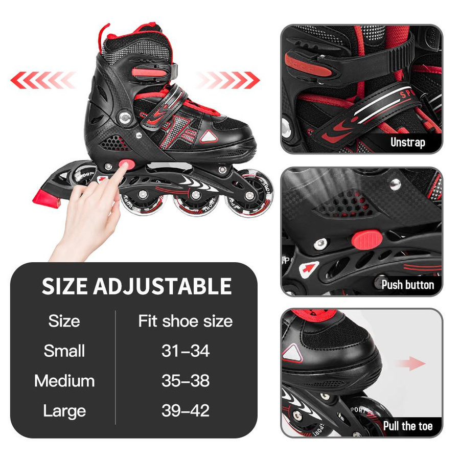 aimo Inline-Skates verstellbar mit leuchtenden Rädern blau S 31-34 - Bild 5