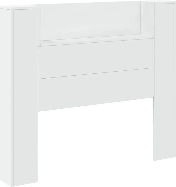 vidaXL Kopfteil mit integriertem Regal in Weiß aus Holzwerkstoff B/T/H: 120 x 16,5 x 103,5 cm - Bild 1